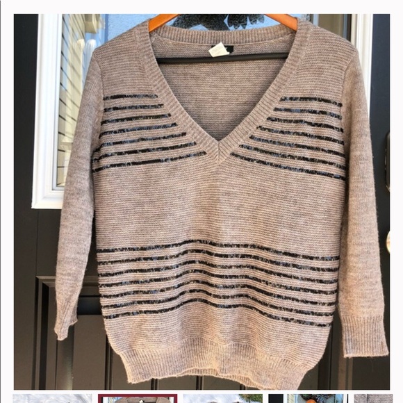 Alpaca Wool Blend - Sequin Striped Sweater - M - Picture 11 of 15